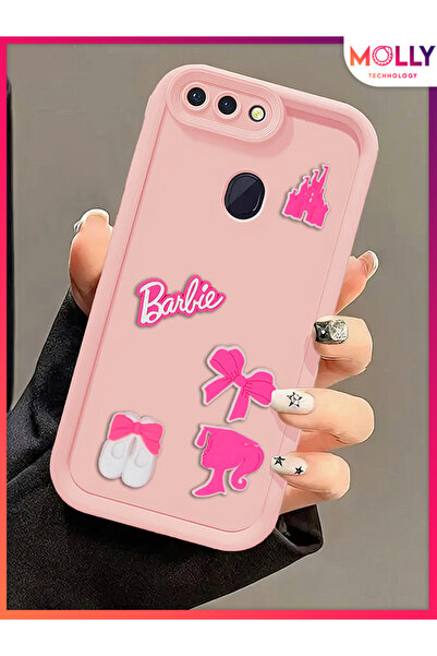 Molly Oppo A5s İçin Kum Pembesi Kenarları Kalın 3d Kabartmalı Cute Girl Silik...