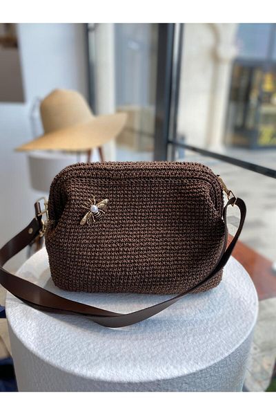 Zeynep Keskin Design Geantă de mână și de umăr pentru femei HASIR cu accesorii broșă, geantă de plajă, clutch portofoliu, curea lungă disponibilă