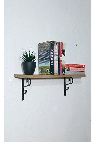 eneefwood demir ayaklı duvar rafı 60x15