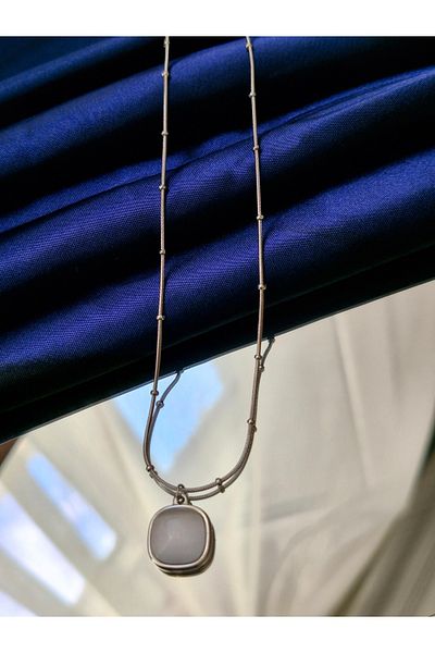 LOPY Silver Stylish Stone Women's Tarnish-Free Steel Necklace
