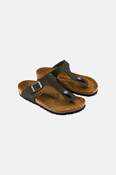 Birkenstock Kids Girl Slip On Cork Sandals, Dark Olive