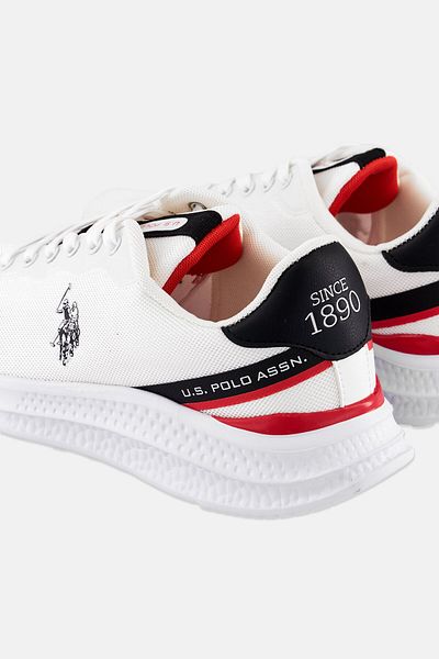 U.S. Polo Assn. Men Mesh-Eco Leather Lace Up Casual Shoes, White