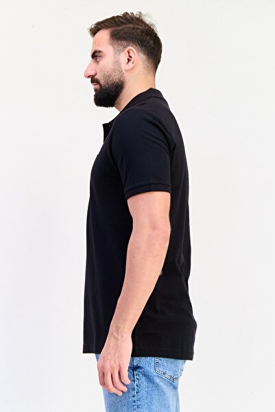 John Richmond Men Regular Fit Brand Logo Short Sleeves Polo Shirt, Black