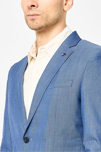 Tommy Hilfiger Men Tailored Fit Long Sleeves Plain Semi Formal Blazer, Navy