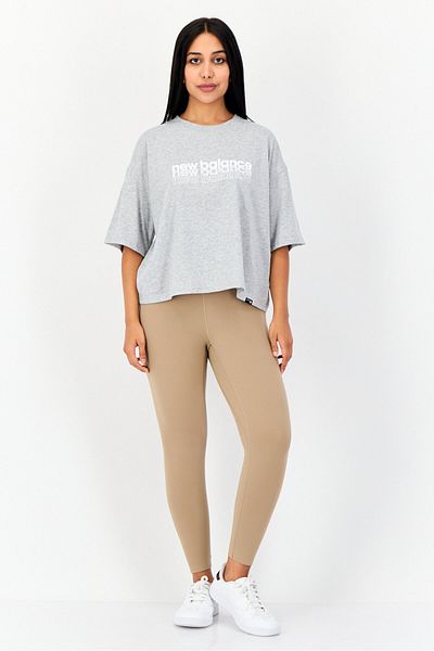 New Balance Women Oversized Fit Short Sleeve Outdoor Top, Heather Grey