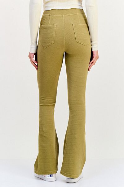 aerie Women Regular Fit Textured Wide Leg Pants, Khaki