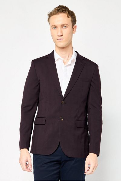 Tommy Hilfiger Men Tailored Fit Long Sleeves Semi Formal Blazer, Dark Purple