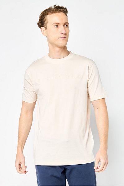 John Richmond Men Crew Neck Short Sleeve Brand Logo T Shirt, Beige