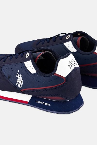 U.S. Polo Assn. Kids Boy Eco Suede-Nylon Lace Up Casual Shoes, Navy Blue