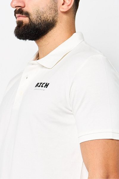 John Richmond Men Regular Fit Brand Logo Short Sleeves Polo Shirt, White