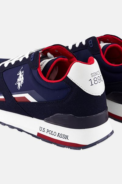 U.S. Polo Assn. Men Lace Up Brand Logo Micro Suede Shoes, Navy