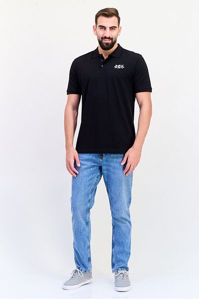John Richmond Men Regular Fit Brand Logo Short Sleeves Polo Shirt, Black