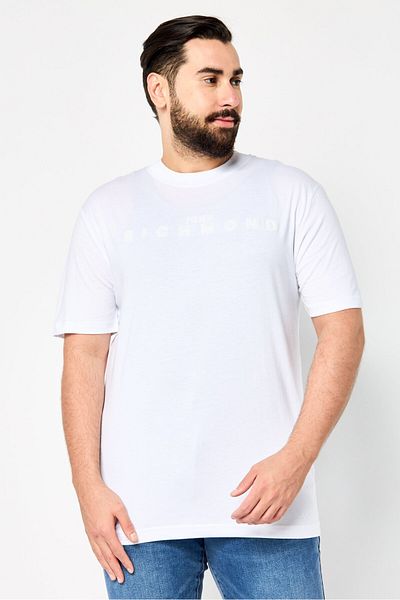John Richmond Men Crew Neck Short Sleeve Brand Logo T-Shirt, White