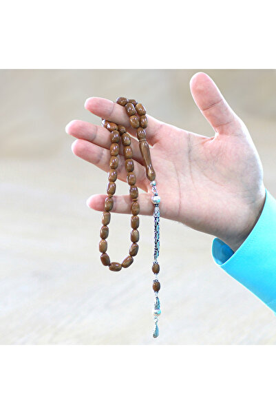 Tesbihane Ασημένιο 925 κορυφαίας ποιότητας χάντρες προσευχής Kuka με φούντα και κοψίδια, αποκλειστικό χρώμα, γυαλισμένο