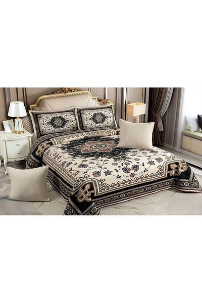 CHIRASO CHIRASO Velvet Duvet Cover Set, 5 Pieces, 230x250, Abstract Print, cream-black