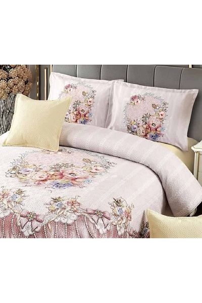 CHIRASO CHIRASO Velvet Duvet Cover Set, 5 Pieces, 230x250, Flower Print, cream-white