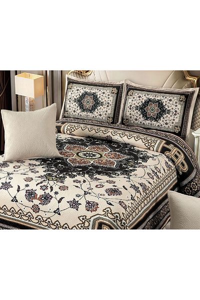 CHIRASO CHIRASO Velvet Duvet Cover Set, 5 Pieces, 230x250, Abstract Print, cream-black