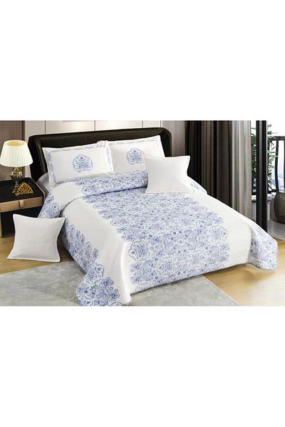 CHIRASO CHIRASO Velvet Duvet Cover Set, 5 Pieces, 230x250, Abstract Print, white-blue