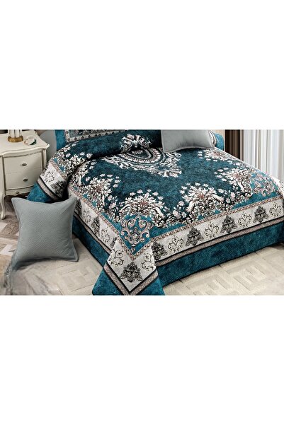 CHIRASO CHIRASO Velvet Duvet Cover Set, 5 Pieces, 230x250, Abstract Print, dark turquoise