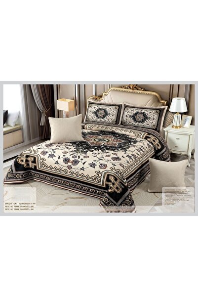 CHIRASO CHIRASO Velvet Duvet Cover Set, 5 Pieces, 230x250, Abstract Print, cream-black