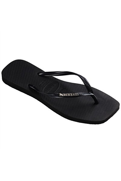 Havaianas Square Logo Metallic Women's Black Slippers - 4148257