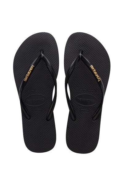 Havaianas Γυναικείες μαύρες παντόφλες SLIM LOGO METALLIC - 4119875