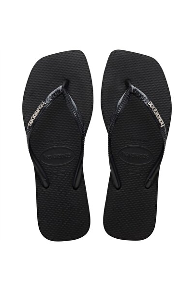 Havaianas Square Logo Metallic Women's Black Slippers - 4148257