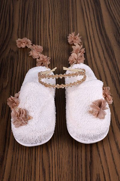 ByLohusa Coffee Dangling Earrings Crown and Slippers 1014