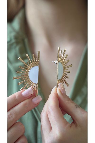 Home Sihra Accessories Big Sun Earrings Gold Color