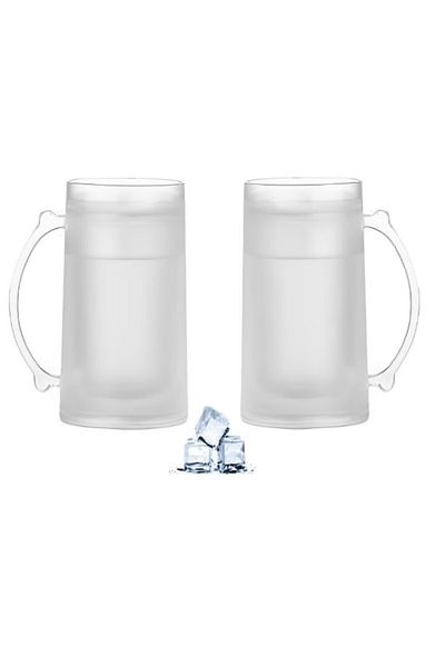 SyaMAG Set of 2 Beer Mugs, Freezer-Ready, 460 ml, Double Walls with Liquid for Keeping Drinks Cold