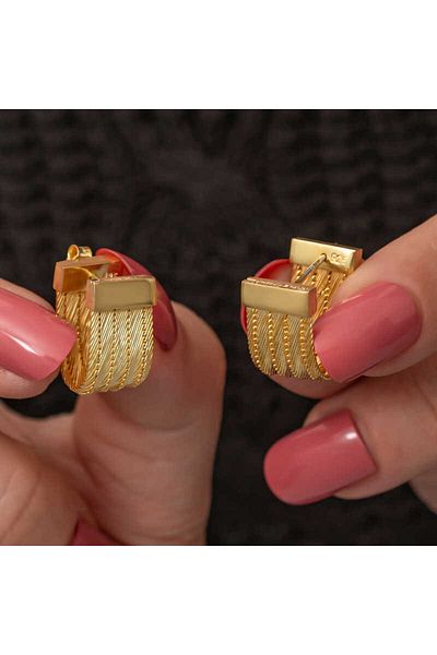 norsary Silver Trabzon Straw Studded Women's Earrings