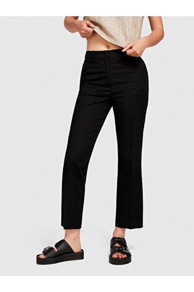 Sisley Stretch Cotton Pleated Pants Women's Black Trousers - 324P4Iullf02Y