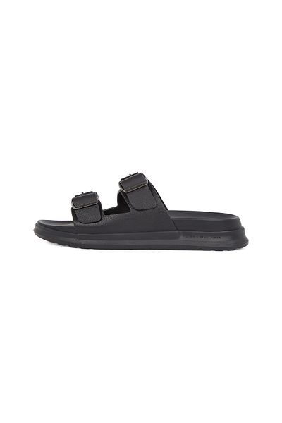 Tommy Hilfiger Tommy Hilfiger Men Black Leather Buckle Strap Sandals