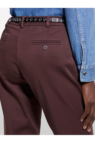 Sisley Stretch Cotton Regular Waist Chino Pants Women's Brown Pants - 325P4Byw55Ah6