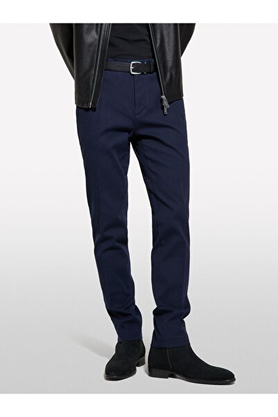 Sisley Streç Pamuklu Logolu Slim Fit Chino Pantolon Erkek Lacivert Pantolon - 325P41C4SF052