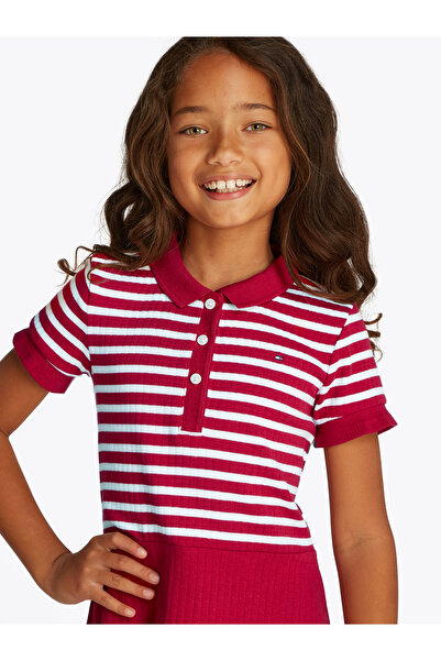 Tommy Hilfiger Tommy Hilfiger Girls Primary Red Stripe Polo Skater Dress