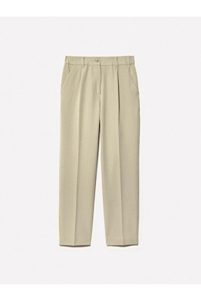 Sisley Viscose Blended Elastic Waist Trousers Women's Sand Color Trousers - 325P4Kvxl5Cm7