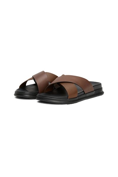 Tommy Hilfiger Men Legacy Brown Crossover Strap Leather Sandals