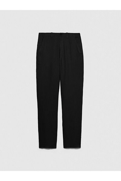 Sisley 100% Linen Slim Comfort Fit Trousers Men's Black Trousers - 324P4Aghsf049