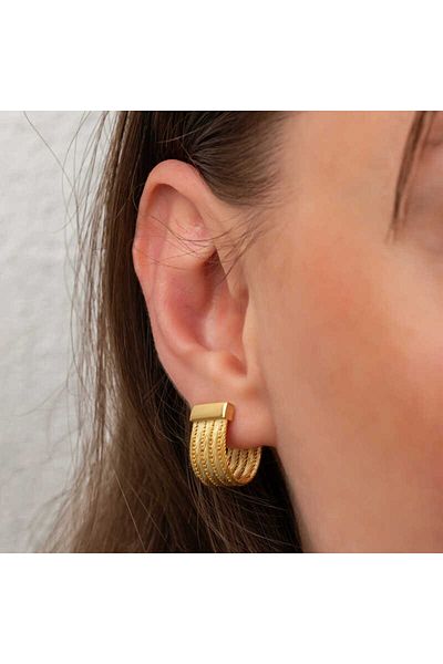 norsary Silver Trabzon Straw Studded Women's Earrings