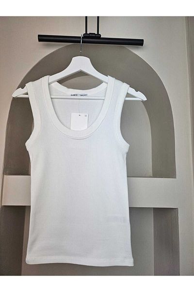 Telablanka Square Collar Ribbed Undershirt_White