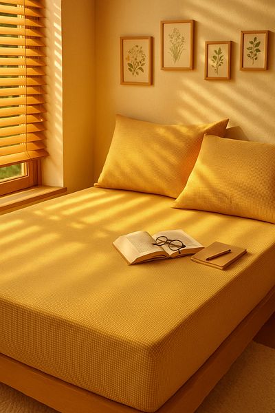 MundoLindo Double Size Gingham Elastic Sheet Set 3 Pieces 100% Natural Cotton