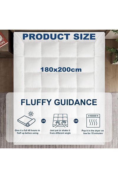 Türkiye Mattress Topper Fluffy & Extra Thick Fibersheet Hotel Bed Supersoft Breathable Brushed Fabric Pad