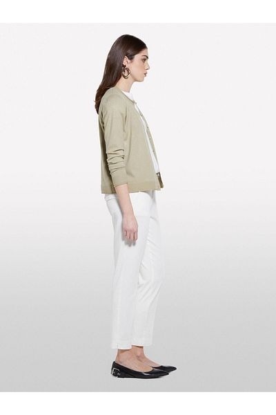 Sisley Stretch Cotton Regular Waist Chino Pants Women Beige Trousers - 325P4Byw55Ah6