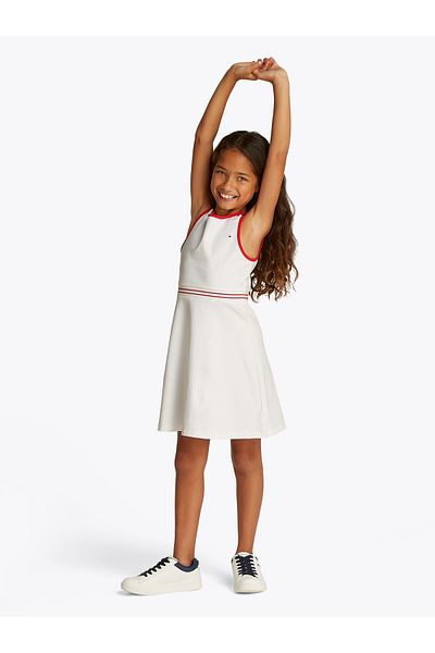Tommy Hilfiger Girls White Contrast Binding Skater Dress