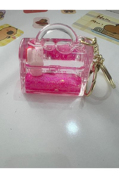 demirosa Bag Shape Keychain & Bag Accessory with Glitter Particles Inside