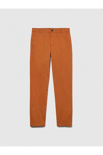 Sisley Slim Fit Vintage Effect Chino Trousers Men's Brown T-Shirt - 323A4Dm6Sf02Y