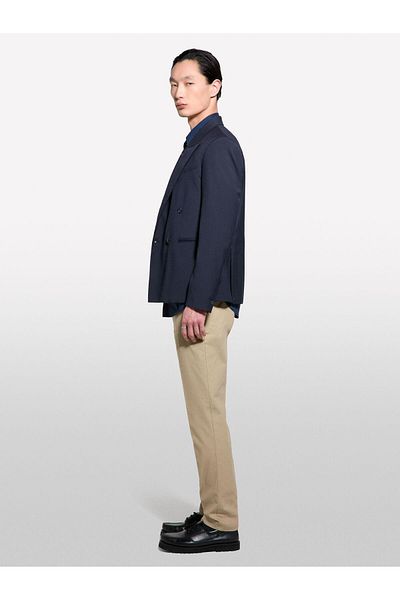 Sisley Stretch Cotton Logo Detail Slim Fit Chino Pants Men Blue Trousers - 325P4Wossf053