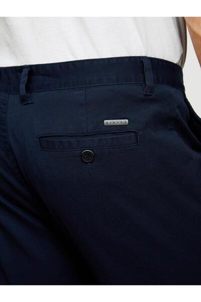 Sisley Stretch βαμβακερή ζώνη με τρύπα Slim Fit Παντελόνι Ανδρικό Navy Blue Παντελόνι - 324P4AIHSF021