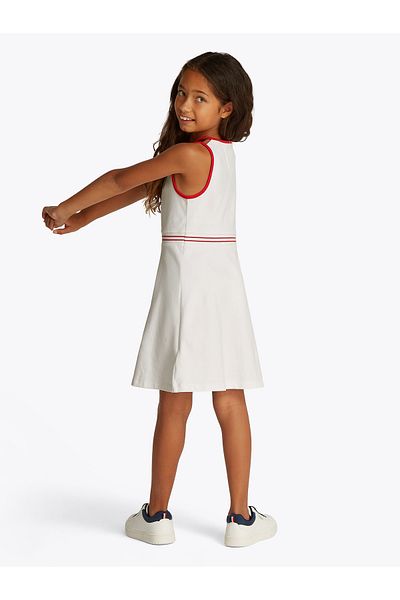 Tommy Hilfiger Girls White Contrast Binding Skater Dress